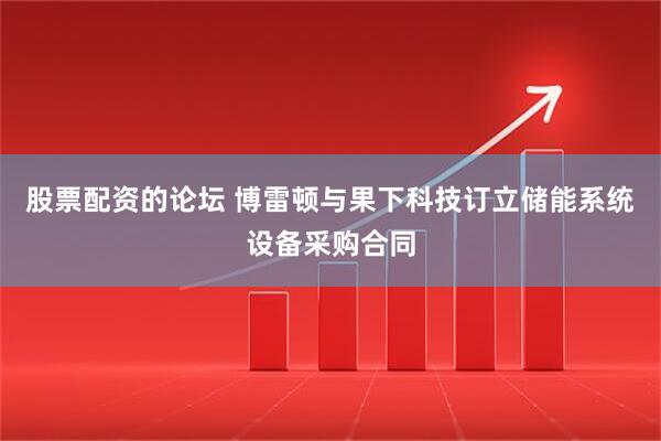 股票配资的论坛 博雷顿与果下科技订立储能系统设备采购合同
